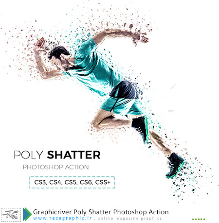 اکشن افکت تکه تکه فتوشاپ گرافیک ریور - Graphicriver Poly Shatter Photoshop Action 
